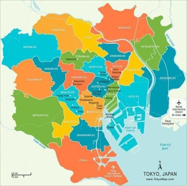 Mapa do distrito de Tóquio