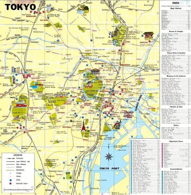 Mapa do centro da cidade de Tóquio