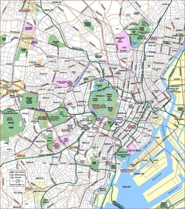 Mapa da cidade de Tóquio