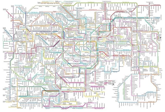 Mapa das estações ferroviárias de Tóquio